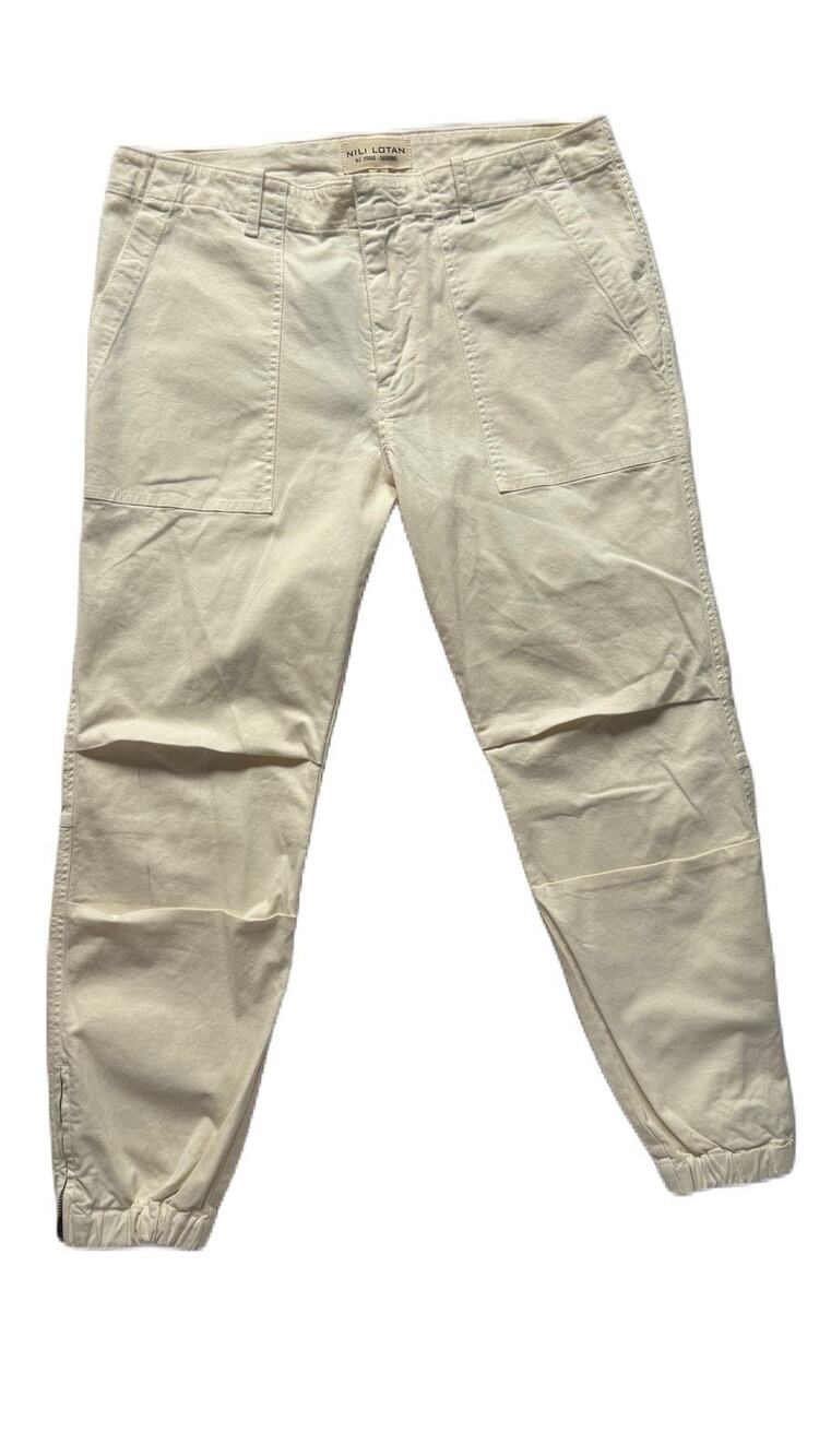 Nili Lotan Cropped Military Pant Eggshell Size 12 NWT Cotton Made In USA